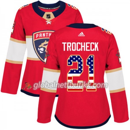 Florida Panthers Hockeydrakt Vincent Trocheck 21 2017-2018 USA Flag Fashion Svart Adidas Authentic - Dame